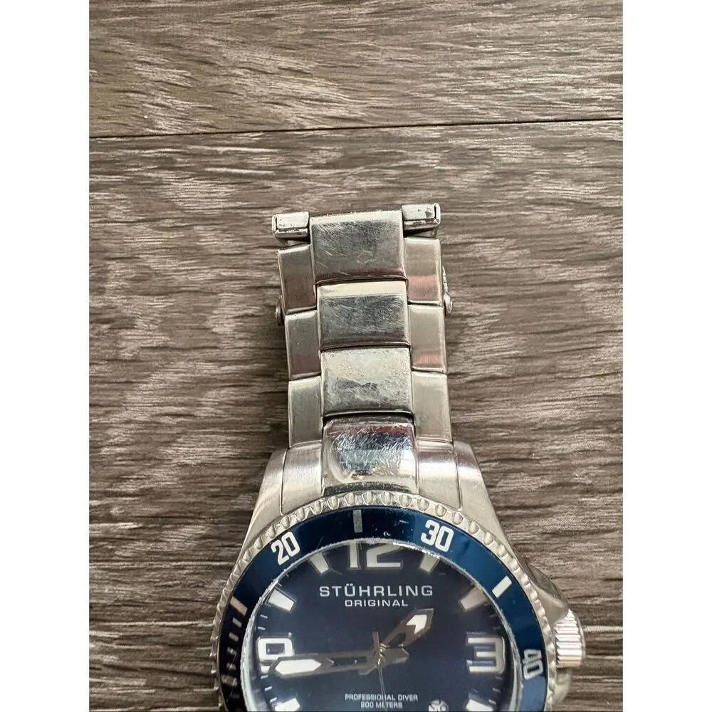 Stührling Regatta Champion Swiss Quartz Men’s Watch In Silver & Blue